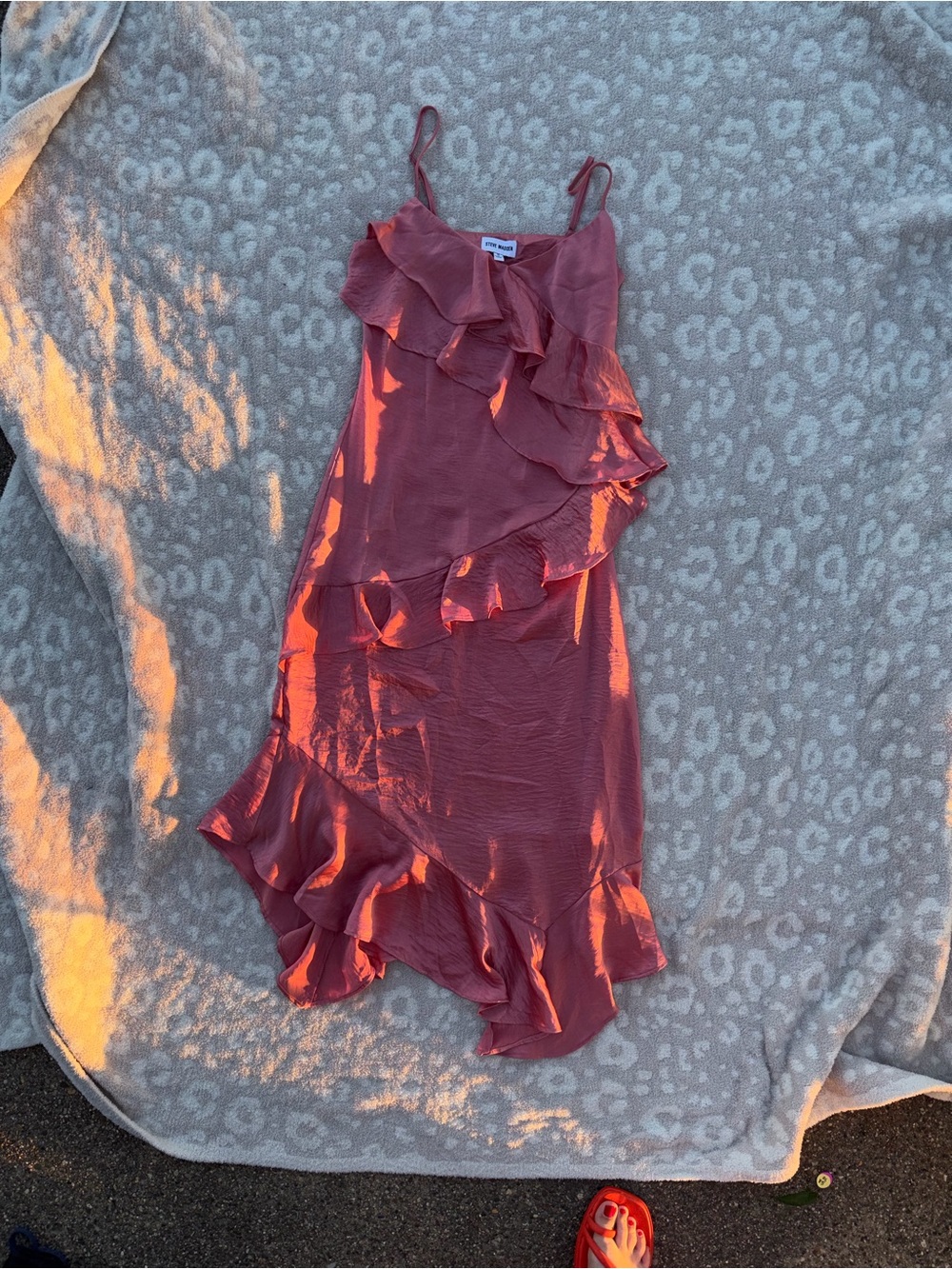 Steve Madden Rose Ruffle Slip Midi Dress